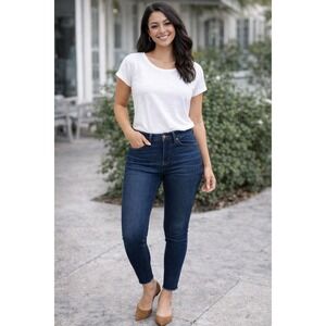 Madewell Skinny Skinny Ankle Jeans Dark Wash Raw Hem Size 25